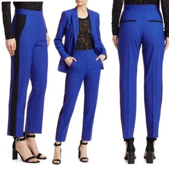 NWT Rag & Bone Poppy Tapered High Waisted Wool Blend Blue Paradise Pants Size 6 - Picture 1 of 9
